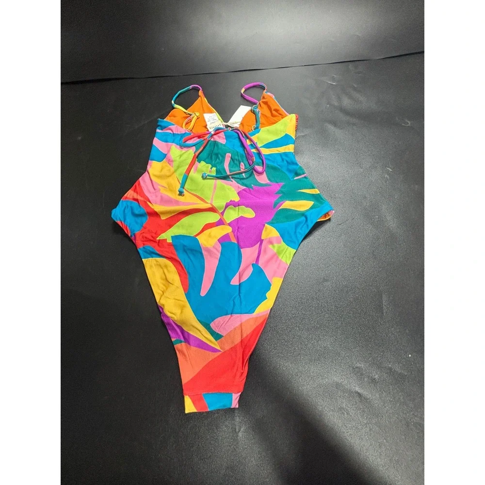L*Space Piper One Piece Classic Swimsuit Multi Tropical Print Small NEW
